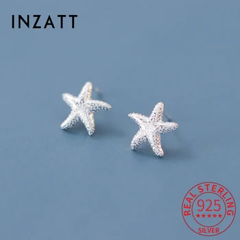 INZATT Real 925 Sterling Silver Starfish Stud Earrings for Women Cute Animal Fine Jewelry Trendy Accessories In Summer