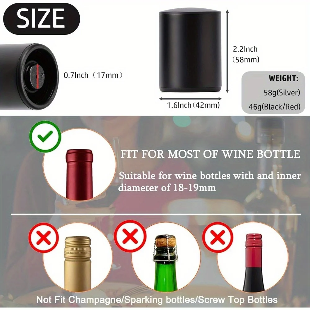 2pcs Wine Stopper, Stainless Steel Wine Bottle Stopper Durable and Portable Keep Freshing for Red and Champagne