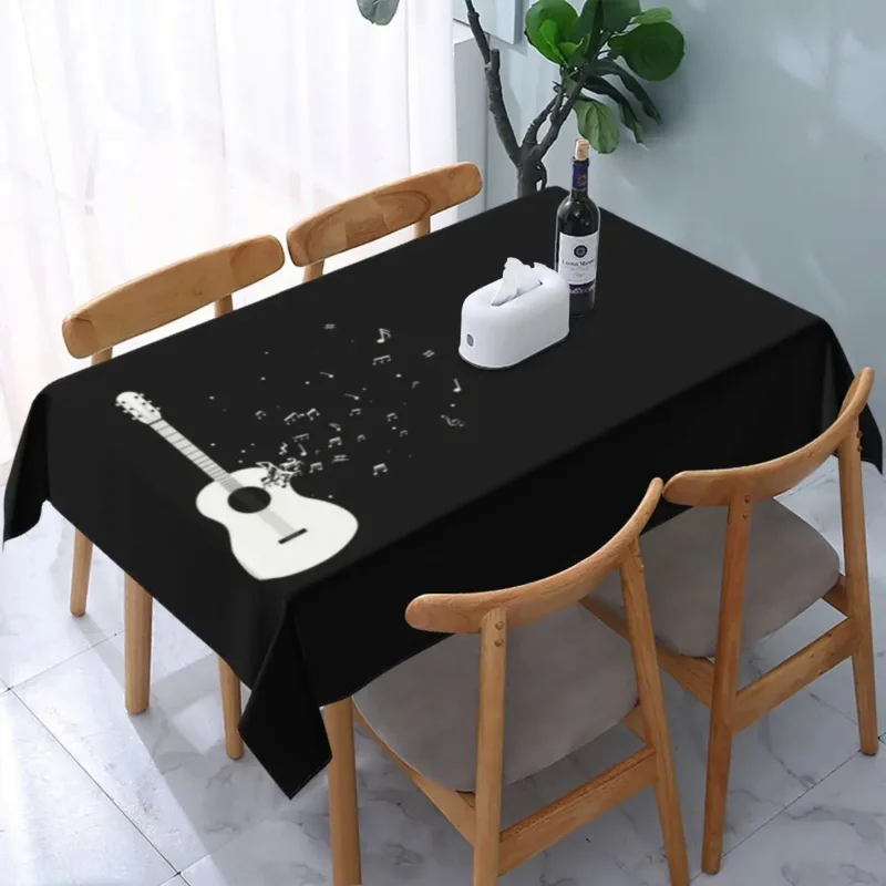 

Rectangular Waterproof Oil-Proof Acoustic Guitar Tablecloth Backing Elastic Edge Table Cover 40"-44" Fit Music Notes Table Cloth