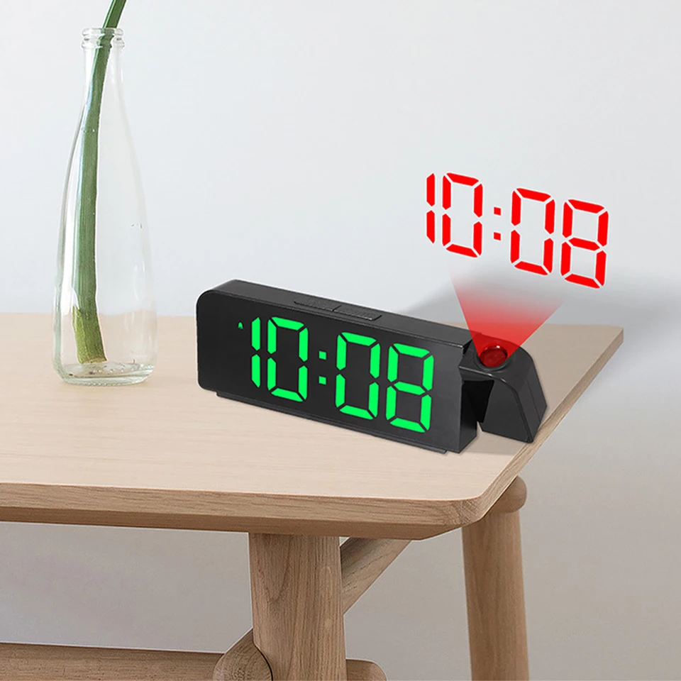 LED Digital Projection Alarm Clock with Adjustable Brightness