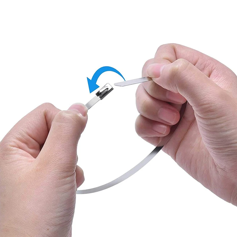 40/20Pcs Stainless Steel Cable Ties Exhaust Wraps Coated Locking Heavy Duty Multi-Purpose Self-Locking Metal Cable Wire Zip Tie cable ties nylon cable ties cable tie nylon zip ties