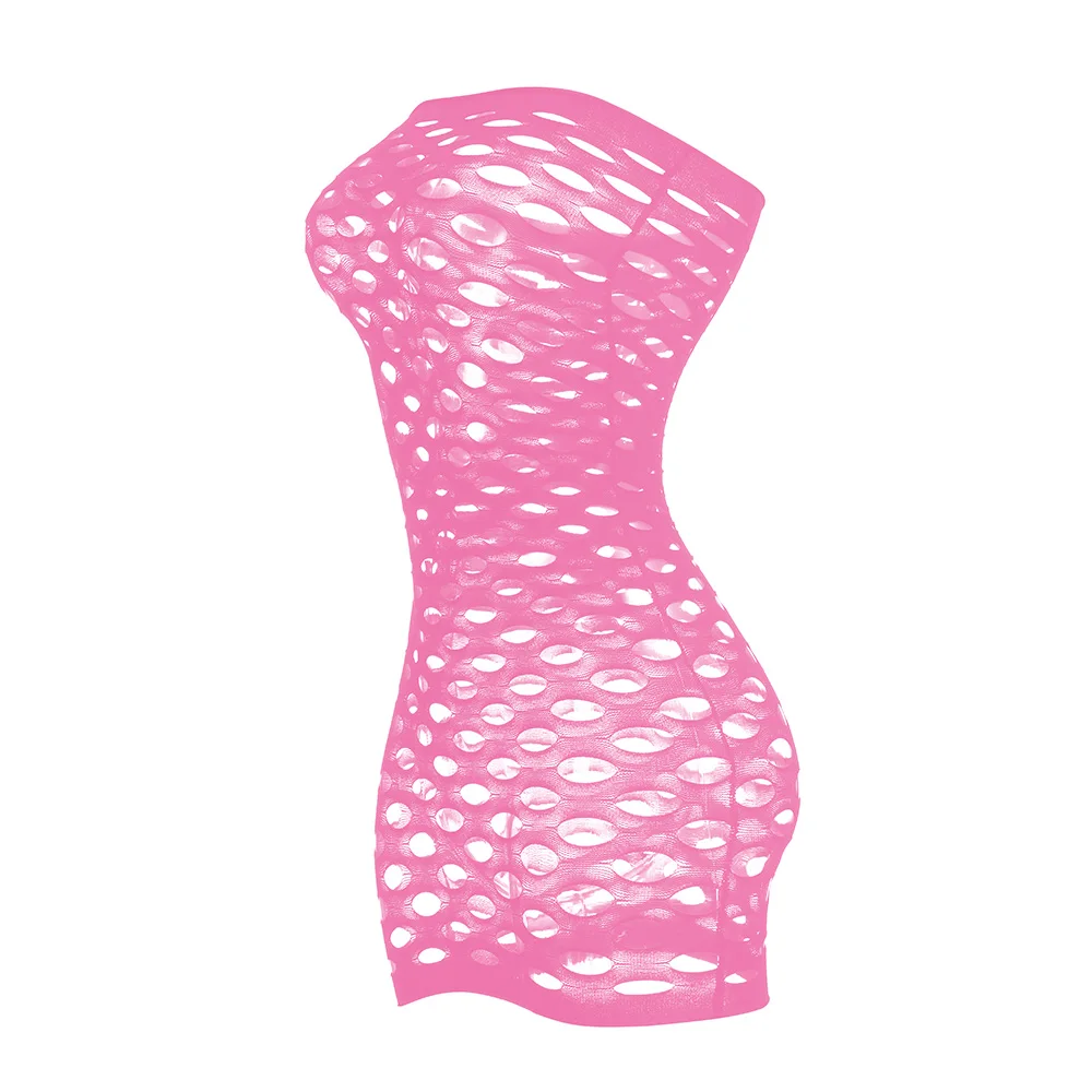 2024 New Mesh Hollow Out Women's Mini Dress Sexy Club Party Bodycon Fashion Evening Dresses Elegant Clothes Pink Luxury Dresses 6
