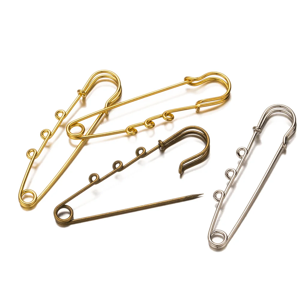 10 Stück große Sicherheitsnadel aus Metall, Brosche, leere Basis, Broschennadeln mit Löchern, Verschlüsse für DIY-Handwerk, Schmuckherstellung, Zubehör – Detail 2
