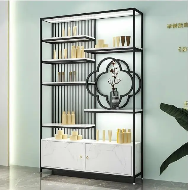 

Display cabinet with light partition bookshelf nail shop shelves Nordic craftsman multi-layer shelving