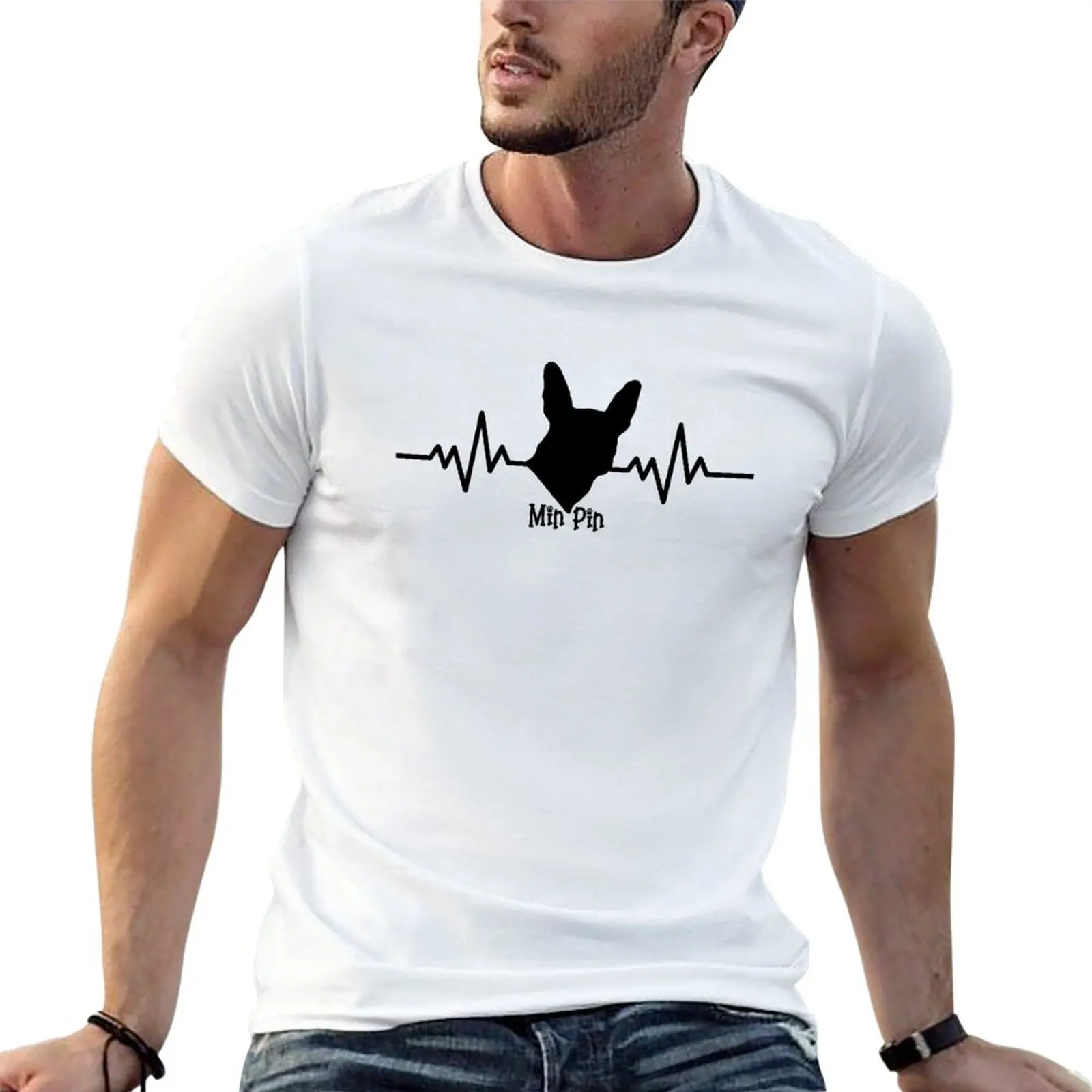

Min Pin Heartbeat Silhouette T-Shirt heavyweights tops sweat shirt oversized mens funny t shirts