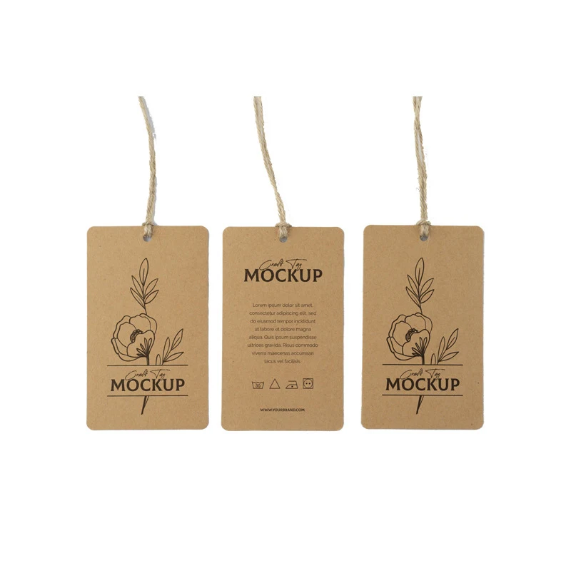 Eco-Friendly Recycled Cardboard Label 350/600GSM Printed/Embossed Kraft Paper Hang Tags for Clothing Bag Shoes
