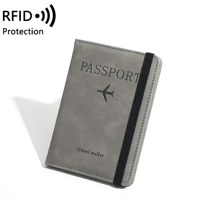 RFID Blocking Leather Passport Holder Wallet for Men Women Travel Anti Theft Credit Card Holder Slim Document Organizer Case