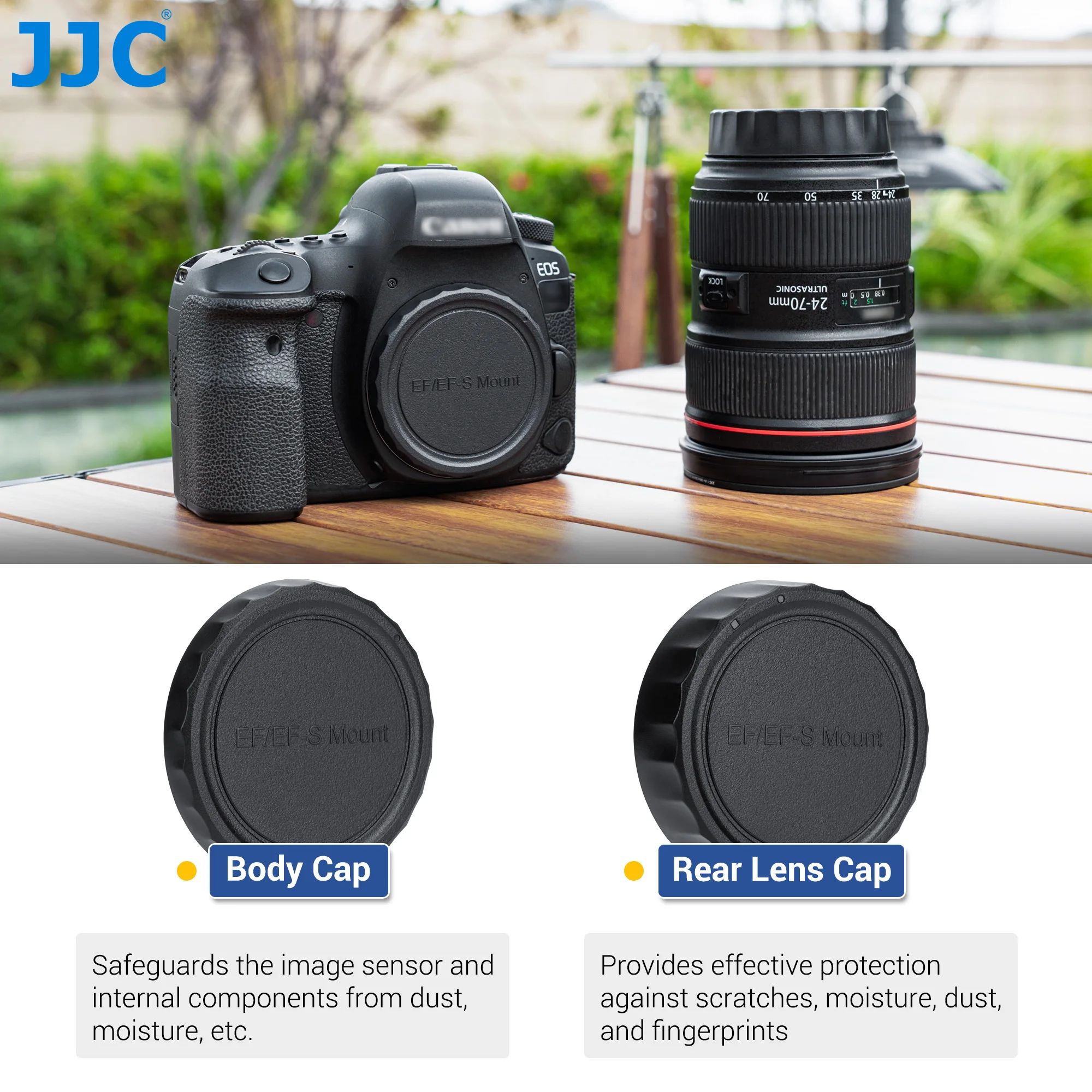 JJC Camera Body Cap and Rear Lens Cap Cover for Canon EOS EF/EF-S
