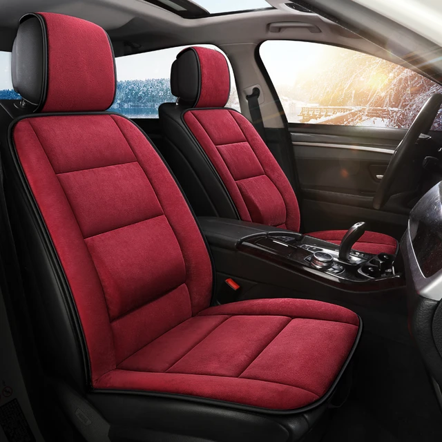 Fundas de asiento de coche de color rojo, fundas universales de piel  sintética para asiento de automóvil, funda de cojín de asiento de vehículo