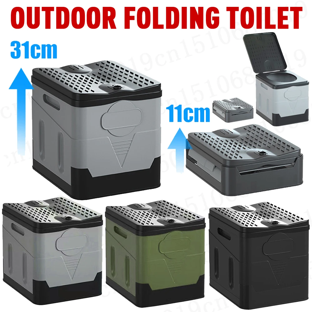 Portable Folding Toilet Reusable Trash Can for Adult Emergency Travel Camping Outdoor Toilet Strong Bearing Travel Car Toilet