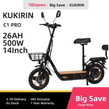 Monopattino Elettrico per Adulti KuKirin C1Pro, Motore 500W, Fuoristrada, Batteria 48V26Ah, Pneumatici da 14 Pollici, Pieghevole, per Pendolarismo Urbano