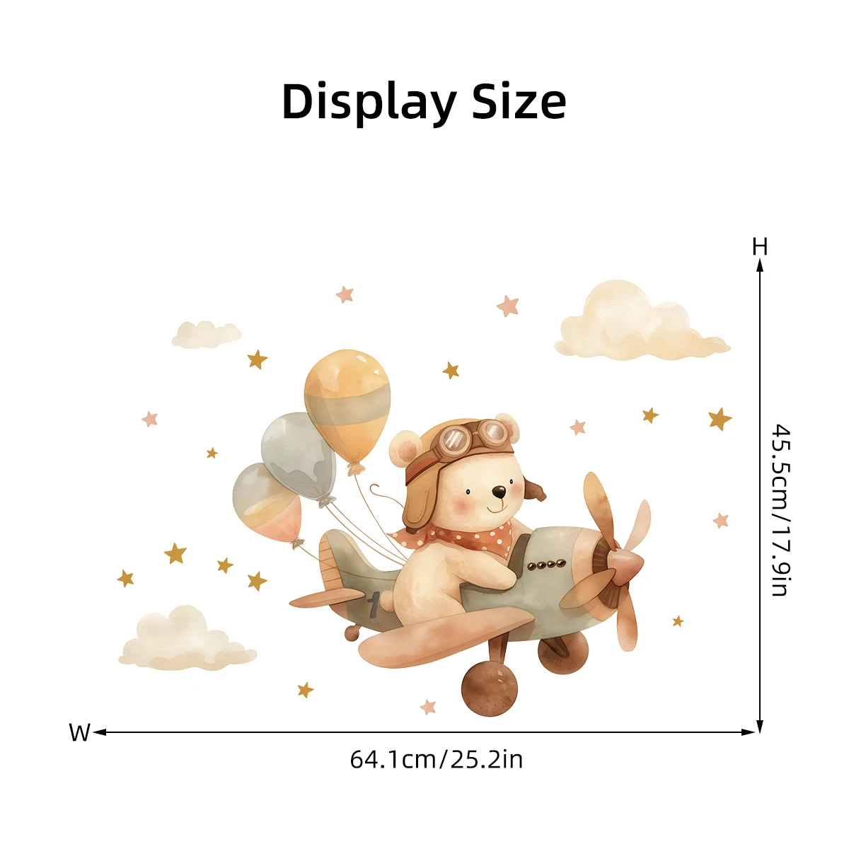 Cartoon Animals Plane Rabbit Bear Wall Stickers for Kids Room Baby Nursery Room Decoration Home Decor Wall Decals Living