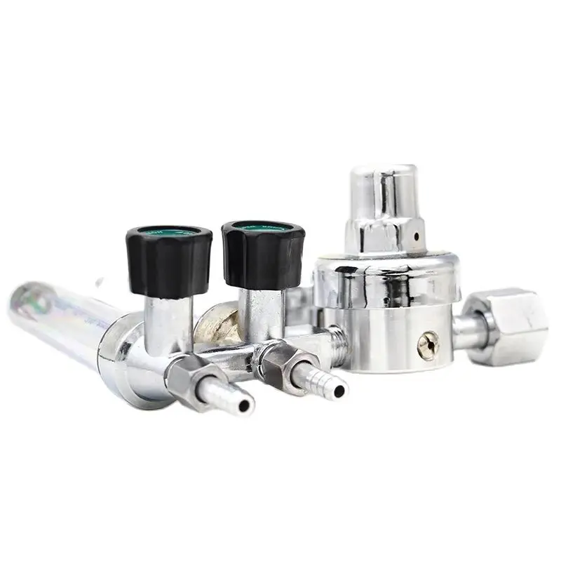 Flow Meter Gas Regulator Gauge Dual Output Argon Regulator Flow Meter Mig Tig, 0-0.35 (Mpa)Adjustable, M5/8" Inlet Connection