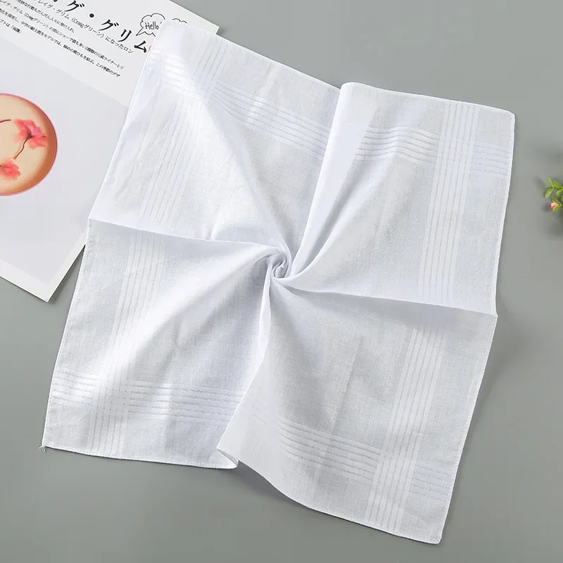 

Male Square 35cm 100% Cotton White Table Satin Handkerchief Towboats Handkerchief Whitest Pure DIY Blank Men Party Gift