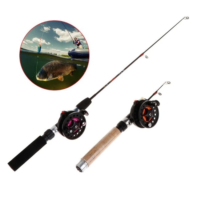 1 Set Fishing Rod With Fishing Reel Short Portable Mini Winter Outdoor Ice  - AliExpress