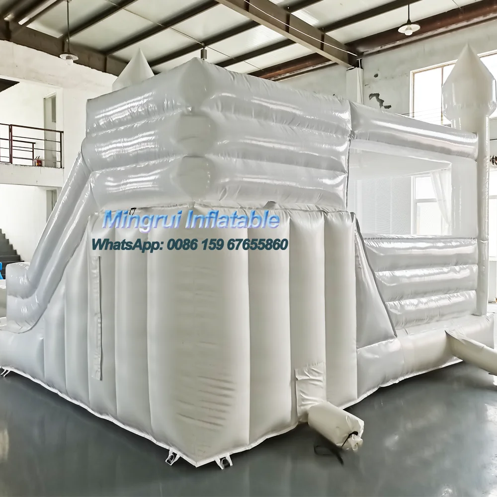 Inflatable White Bounce House with Slide, Wedding Party, Popular Bouoncy Castle, White Wedding Party