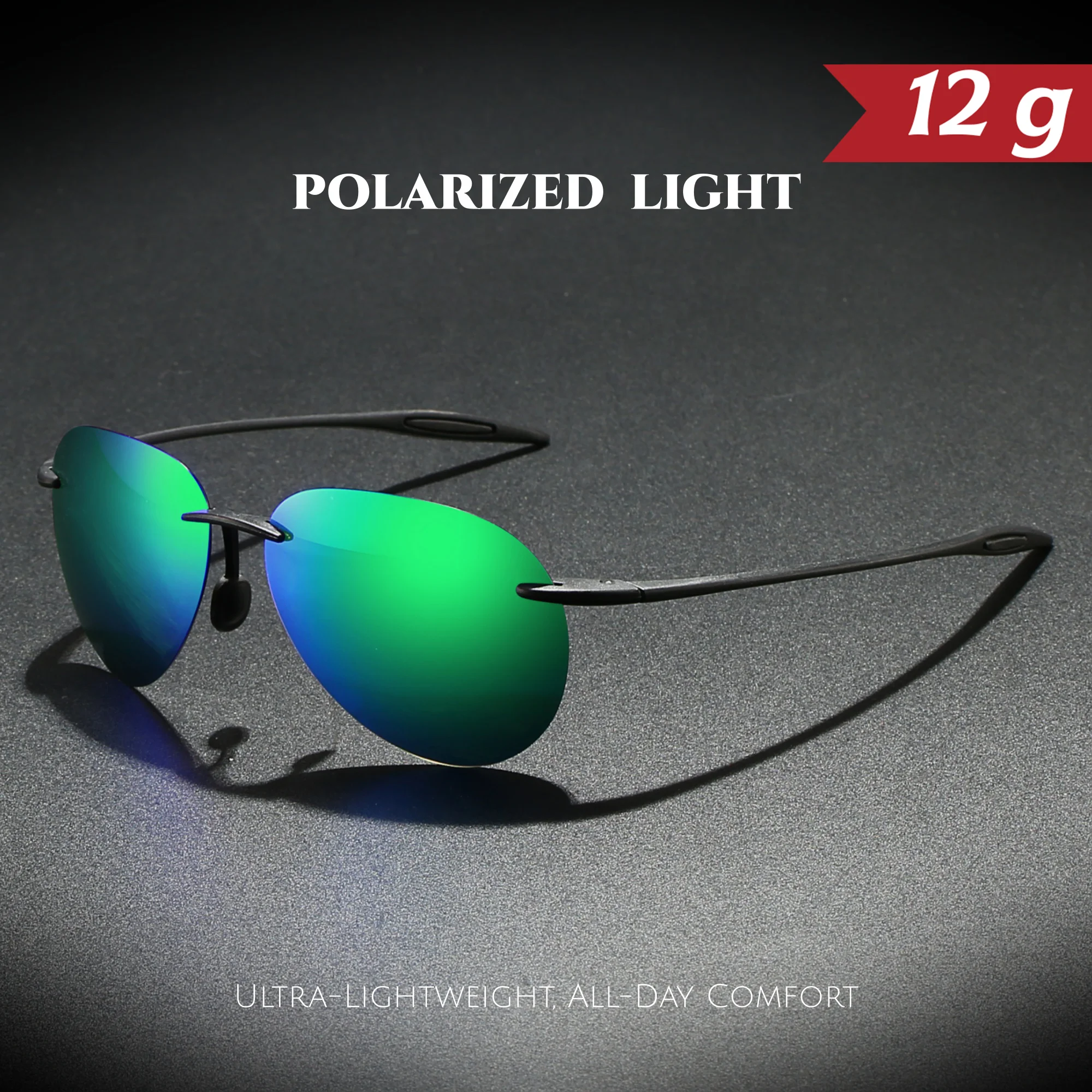 Ultraleichte 12 g TR90 rahmenlose polarisierte Piloten-Sonnenbrille – flexibel und bequeme Passform, Unisex zum Fahren, Angeln, Outdoor-Aktivitäten – Detail 9