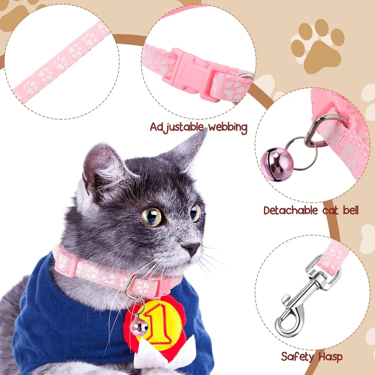 Paw Print Pet Collar Set 3