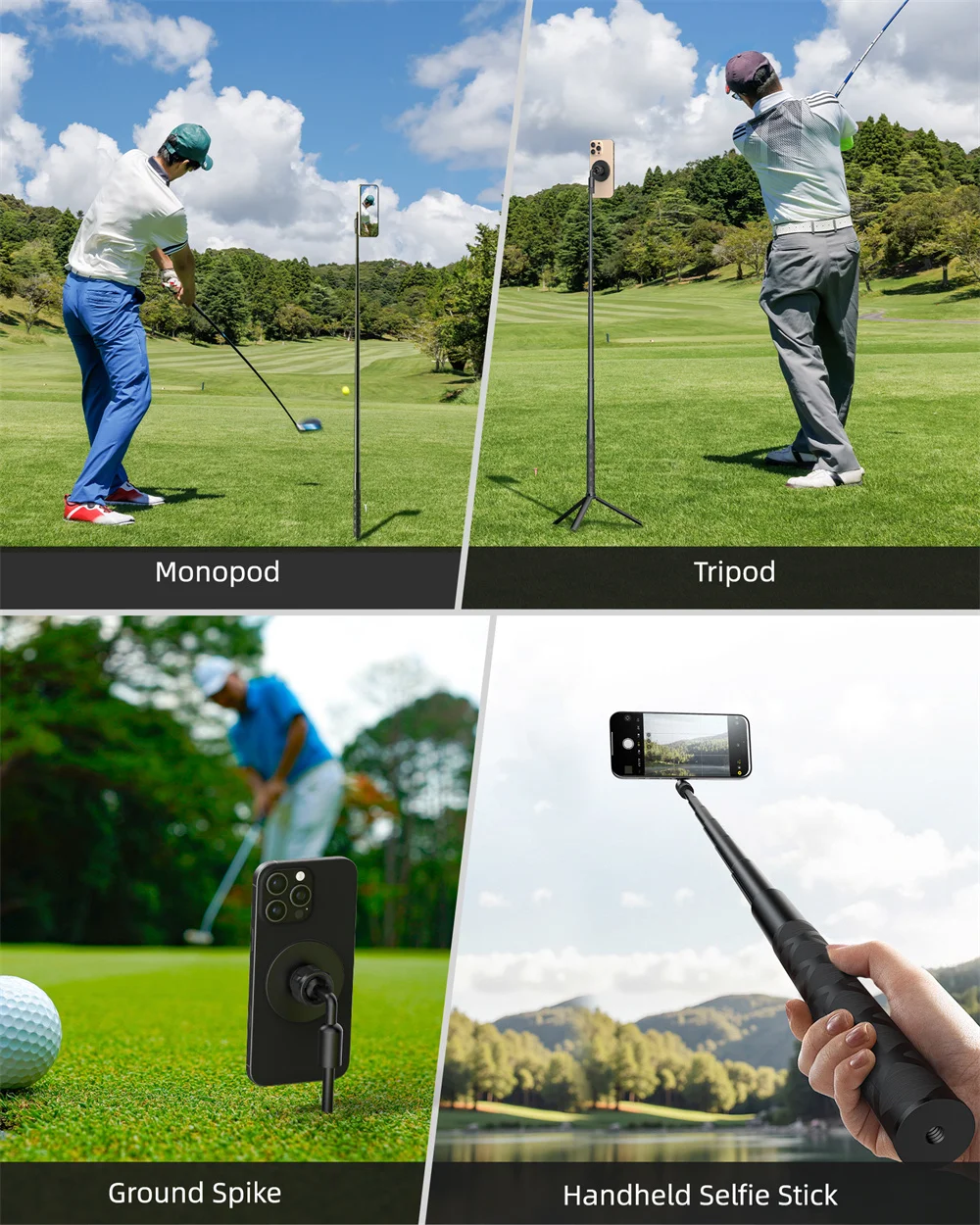 Supporto per treppiede da golf Supporto per telefono magnetico Supporto per altalena da esterno Pesca Inserimento Fotografia Selfie Stick per Iphone 16 15 Android - immagine 2