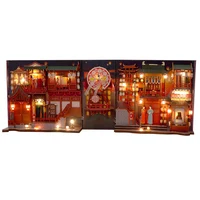 DIY Book Nook Wooden Miniature Model Kit Tang Dynasty Street View Bookend Assembled 3D Puzzle Bookshelf Home Decor Adults Gifts 1