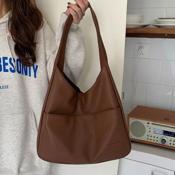 CGCBAG 여성용 심플 대용량 숄더백, 캐주얼 통근 럭셔리 디자인 핸드백, 하이 퀄리티 가죽 토트백, 2024 신상