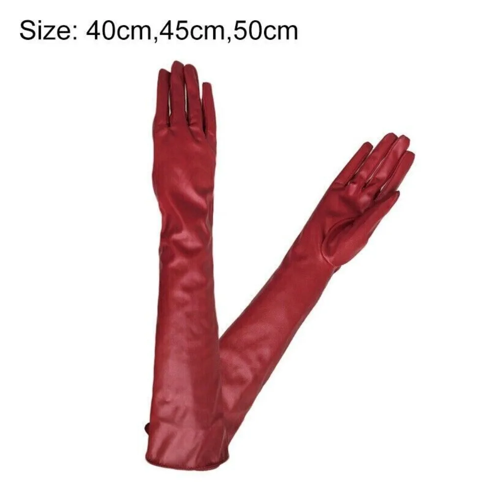 Elegant Women's Long Leather Gloves - Soft, Warm, and Luxurious Winter Wear