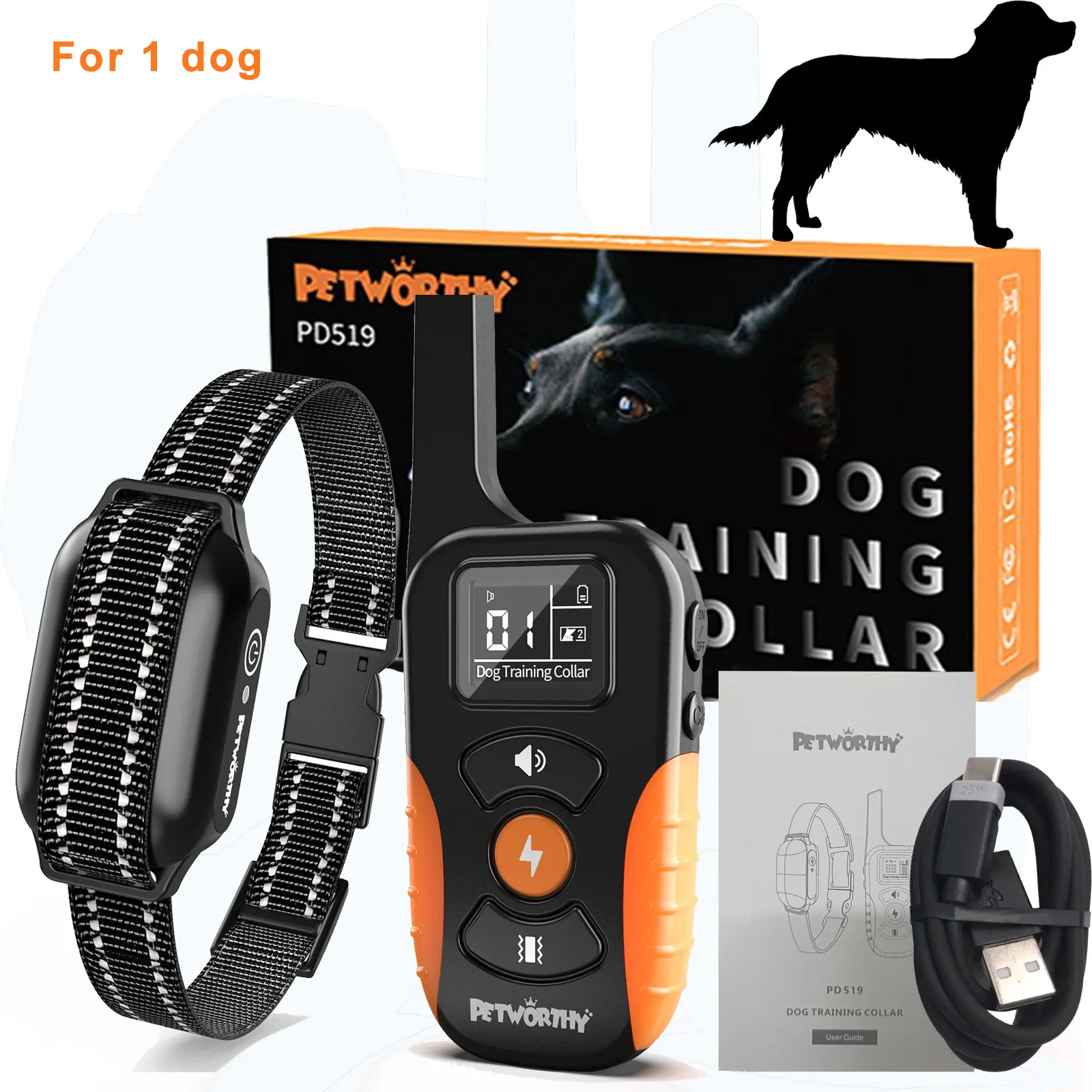 Pet Electric Dog Training Collar Waterproof Anti Bark Remote Control Rechargeable training dog collar with Shock Behavioral Aid
