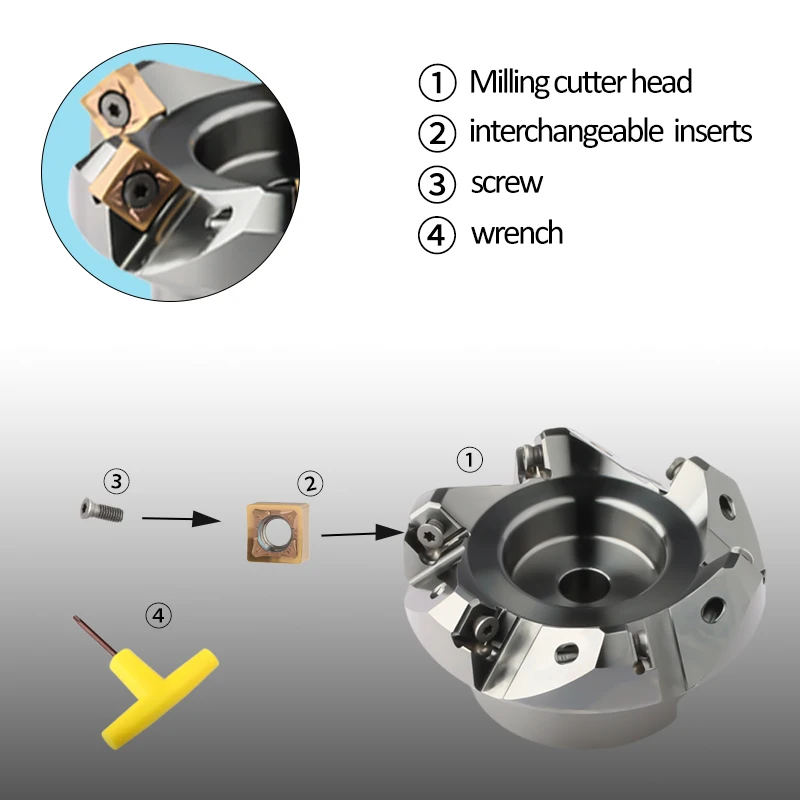 Face Mill Cutter – Fast Feed Milling Cutter Head with SNGX1205 Carbide Inserts for CNC Metal Machining & Surface Finishing 4