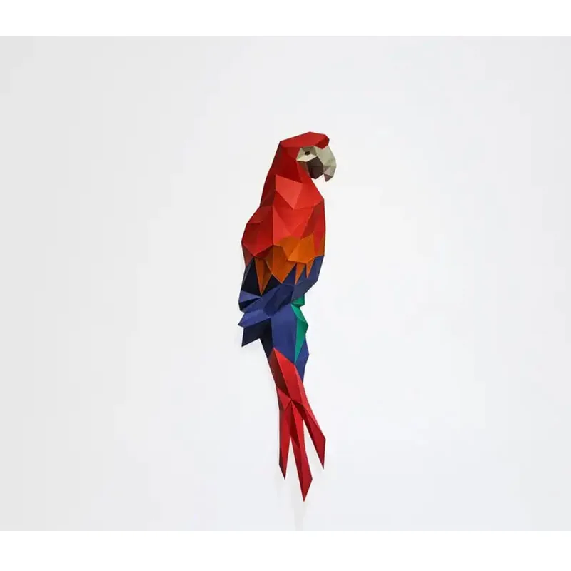 앵무새 3D 종이 모델 DIY 종이, 새 동물 걸이식 벽 장식, 홈 룸 장식, 낮은 폴리, 마코 종이 공예, 성인 장난감
