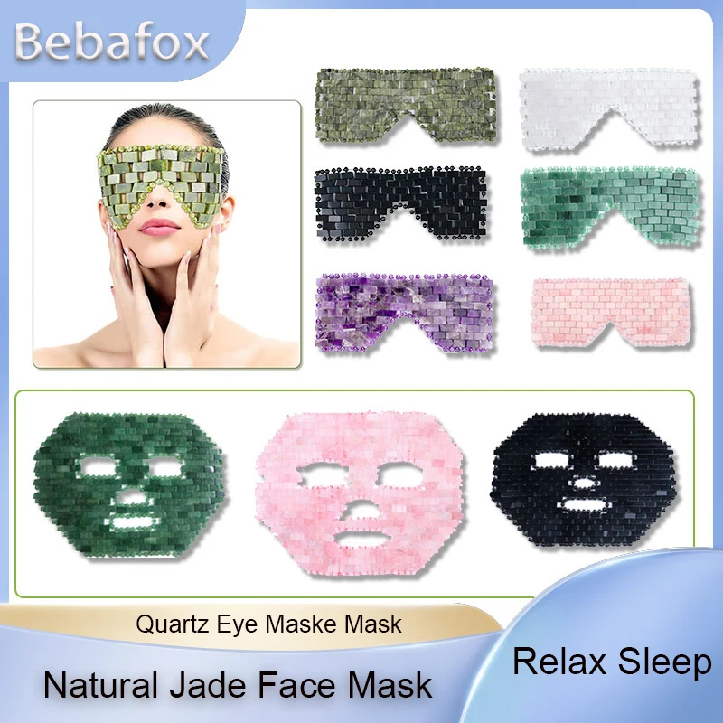 100 Natural Jade Eye Mask Rose Quartz Eye Mask Massager Sleep for Dark