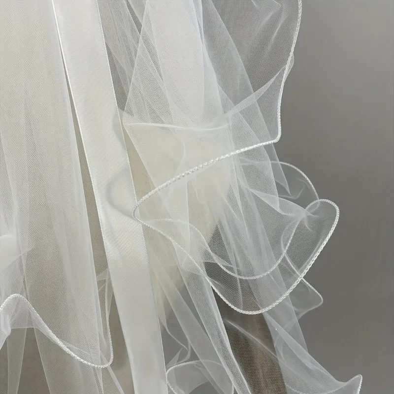Velo da sposa per addio al nubilato, velo da matrimonio bianco con fiocco, elegante velo in tulle a strati con fermaglio per capelli per donne e ragazze - immagine 6