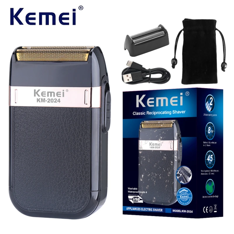 Electric Beard Shaver Professional Beard Trimmer Mini Face Razors for Shaving Men Leather Covering IPX4 Waterproof electric shaver