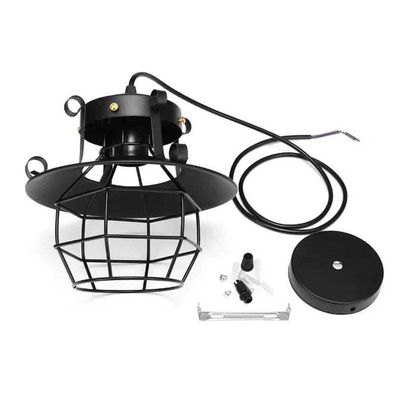 Vintage Industrial Iron Cage Chandelier 5