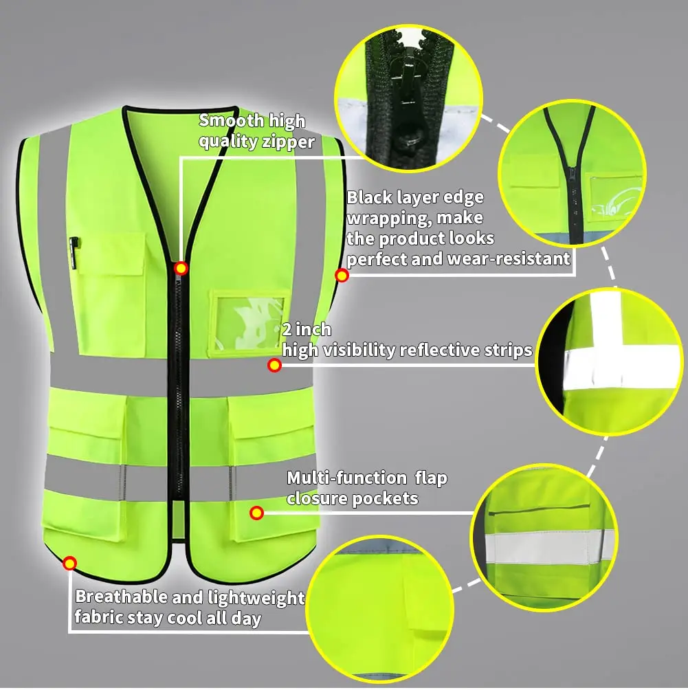 Reflective Safety Vest High Visibility blank Custom Logo XXXL Working Vest Motorcycle Jacket Fluorescent Signal For Men Woman