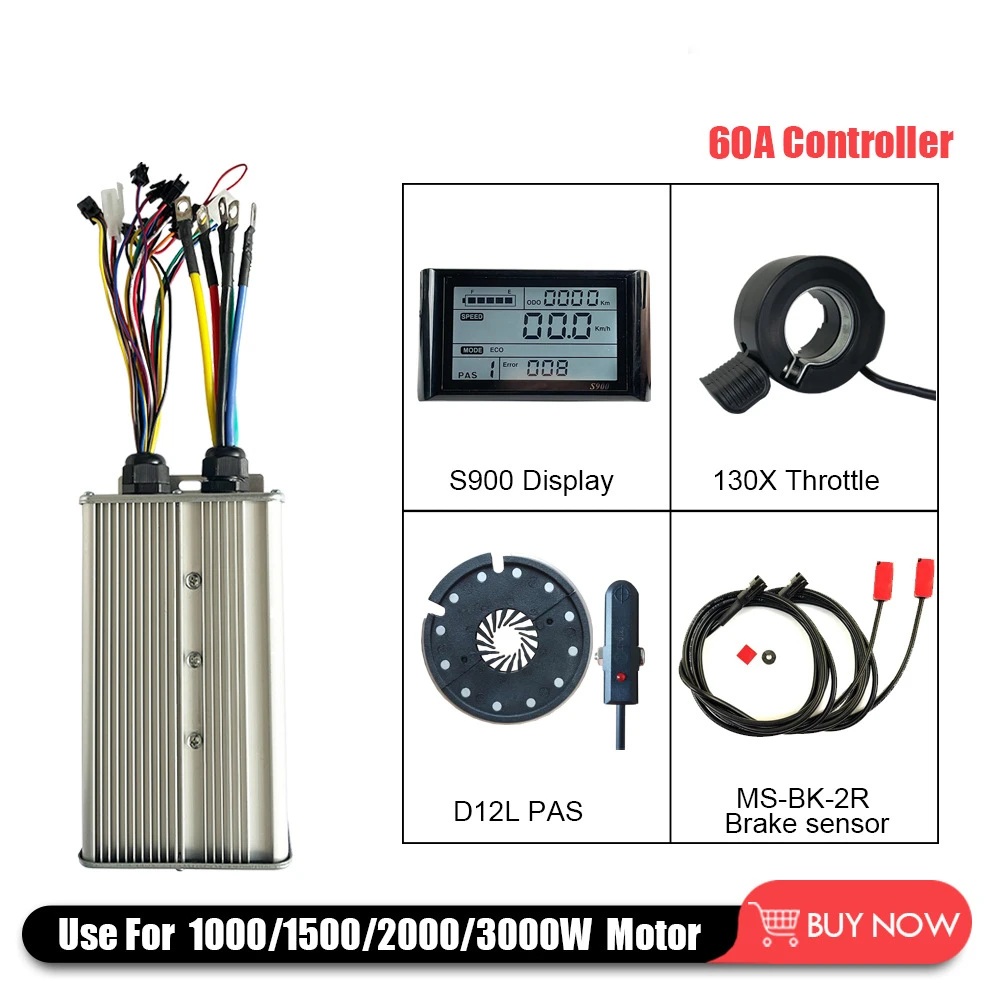 

48V 60V 72V 1000W 2000W 3000W Electric Bicycle Display S900 Brushless Motor Controller Throttle PAS SET For Assist Ebike Scooter