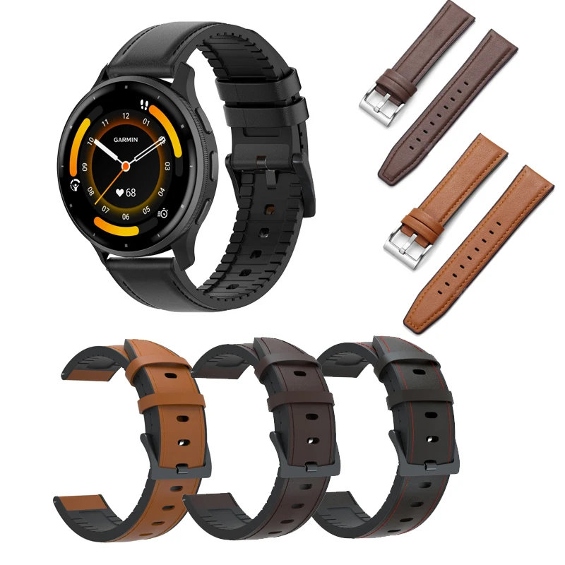 Premium Leather and Silicone Hybrid Watch Band Bracelet in Multiple Sizes