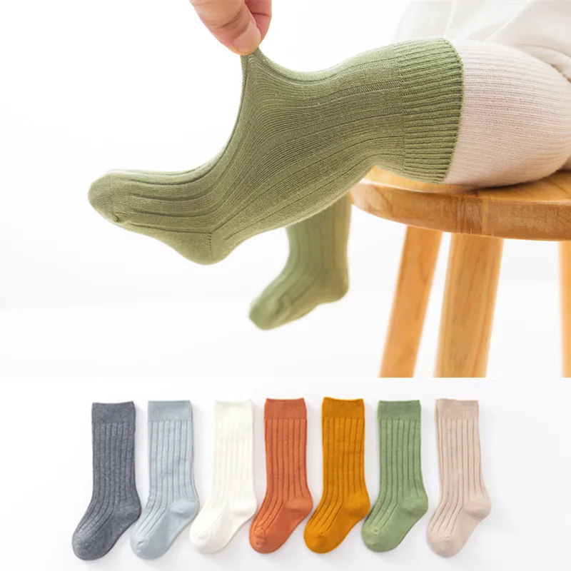 

New knee-high baby socks Baby socks solid color striped children's stockings newborn baby girl stocks boy baby items