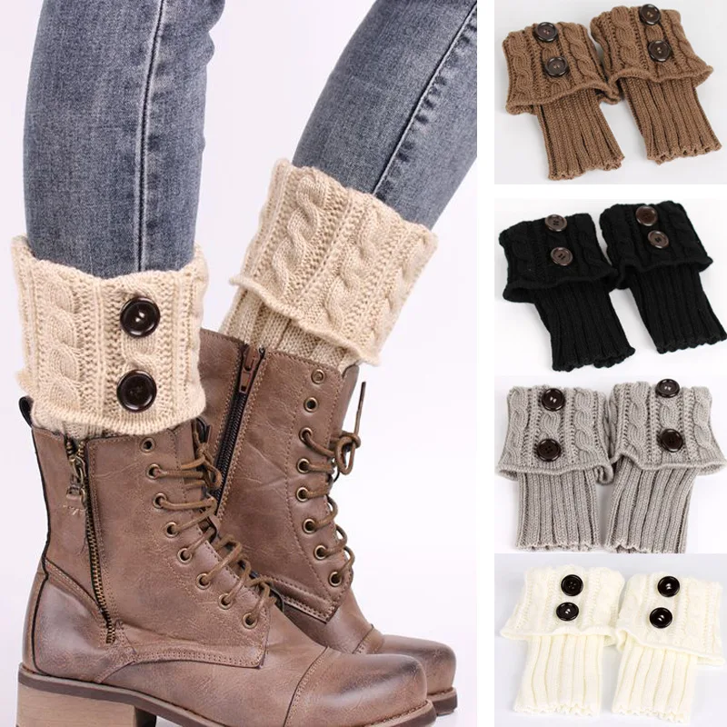 Fried Dough Twists wool socks Solid Color Women Crochet Boot Leg Warmers Boot Cover Keep Warm Socks Toppers Gaiters leg warmers fur leg warmers
