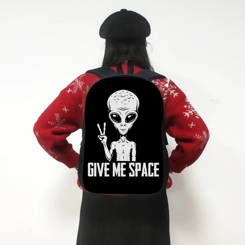 Alien L Want To Believe Print Backpack Women Men Shoulder Bags for Travel Ufo Children School Bags Student Daypack Kids Book Bag