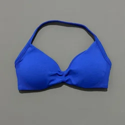 Women's High - Support Strappy Sports Bra - Seamless Push - Up Workout Top - M (Deep Sea Blue)