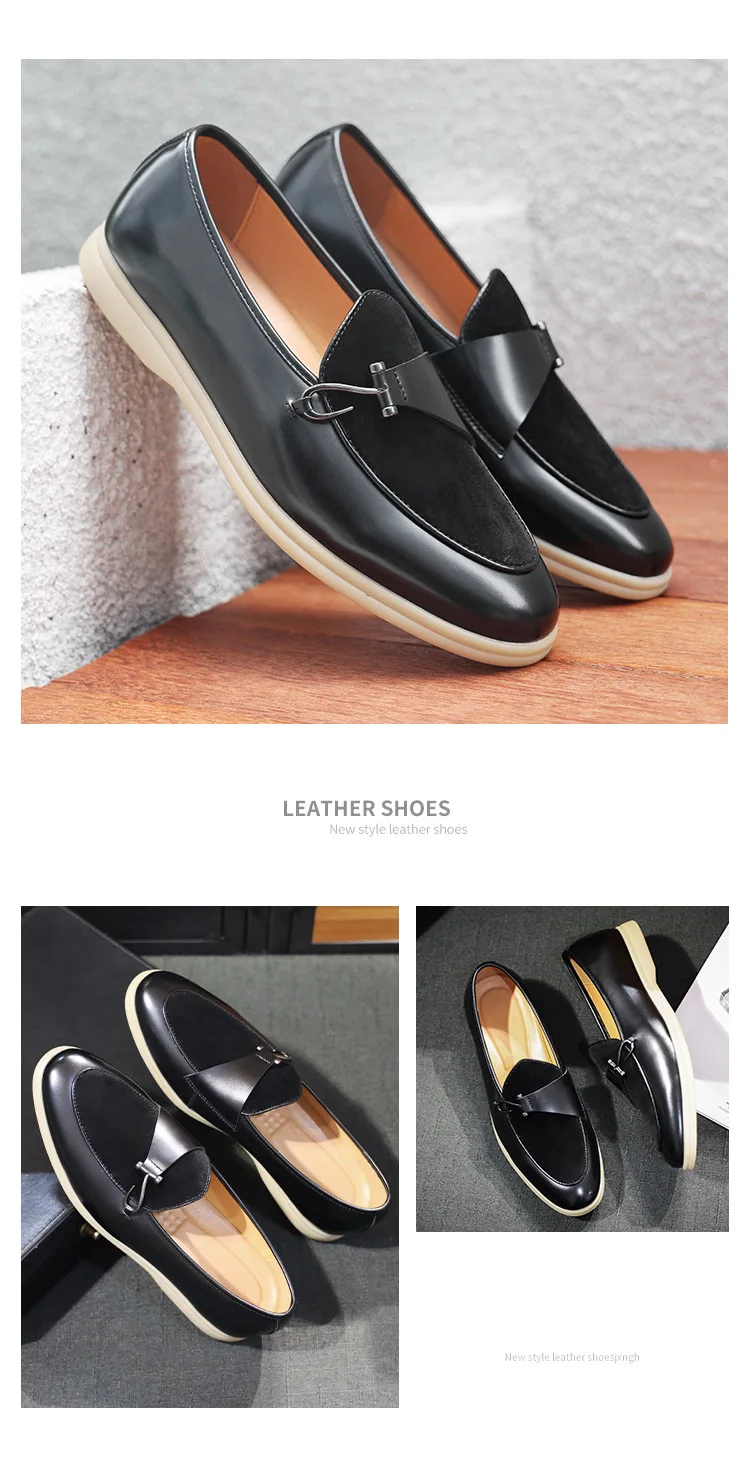 Brand Men's Casual Leather Shoes Mens Fashion Patchwork Party Wedding Loafers Moccasins Men Slip-on Comfortable Driving Flats