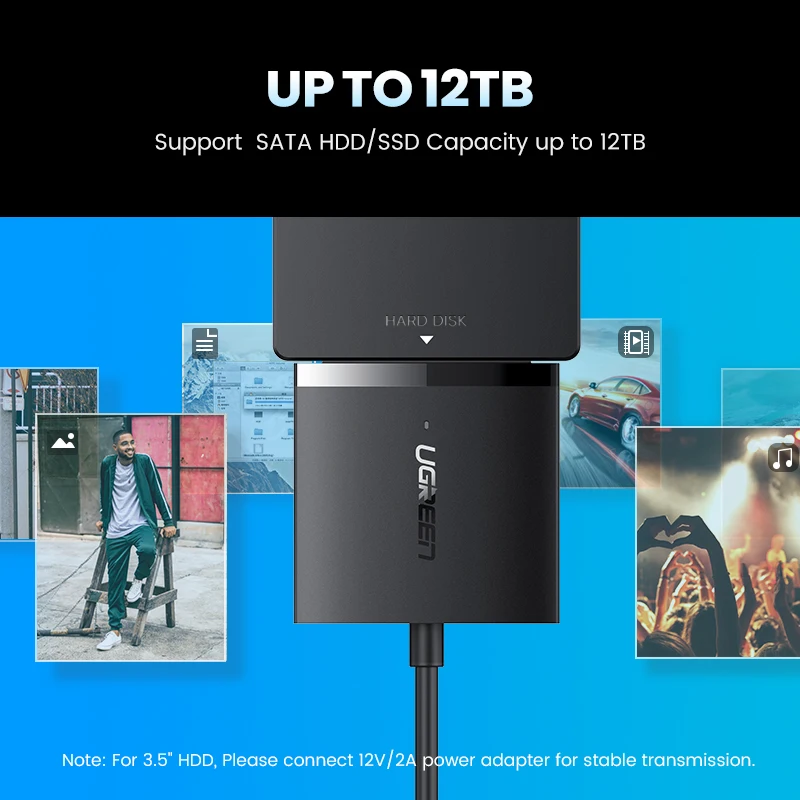 UGREEN SATA-USB 어댑터 USB 3.0 2.0-Sata 3 케이블 변환기 Cabo 2.5 3.5 HDD SSD 하드 디스크 드라이브 Sata-USB 어댑터