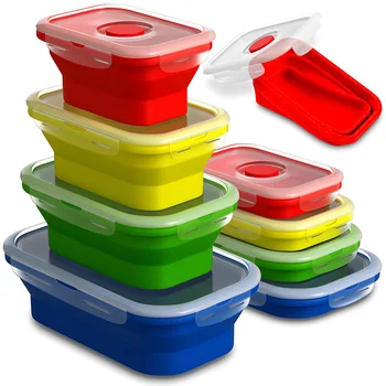 Boîte de conservation en silicone pliable, boîte à restes pour la cuisine, boîte à bento, design pliable pour économiser de l'espace. 1
