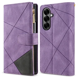 Premium Business Flip Leather Case with Card Holder and Lanyard - Wallet Bag Cover - Samsung Z Fold 3 (PURPLE)