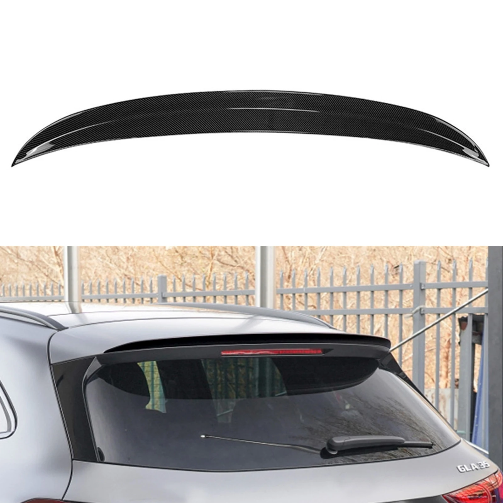 메르세데스 벤츠 GLA 클래스 H247 GLA180 200 GLA35 AMG 2020-2022 리어 루프 스포일러 윙 탄소 섬유 룩 자동차 트렁크 스플리터 립