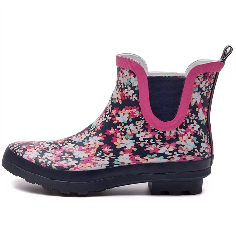 

Summer Female Low Gloss Foggy Top Grade Short Women Rain Boots Outdoors Student Work Antiskid Wear-resistant Elastic Water Shoes