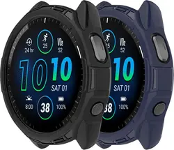 Soft TPU Anti - Scratch Protective Bezel Bumper Watch Cover - GTS 2 GTS 2e (Black Blue)