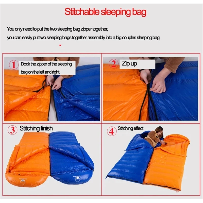 Size 225X90cm Lengthening And Widening Tall People Travel Thermal Goose Down Sleeping Bags Camping Trekking Sleeping Bag 6