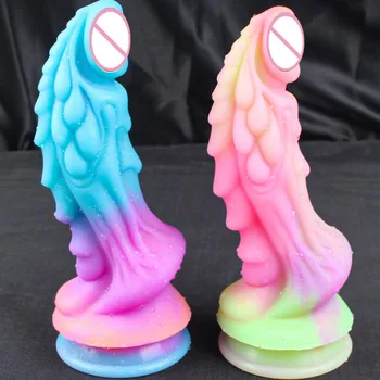 Luminous Monster Dildo Colorful Fake Penis Realistic Dildo For Anal Prostate Massager Tentacle Artificial Penis Lesbian Sex Toys 2