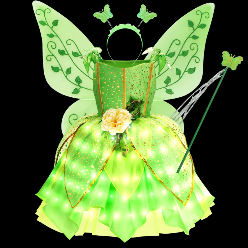 زي فتاة الجنية الزهرية، فستان تنكر تينكربيل، فستان...